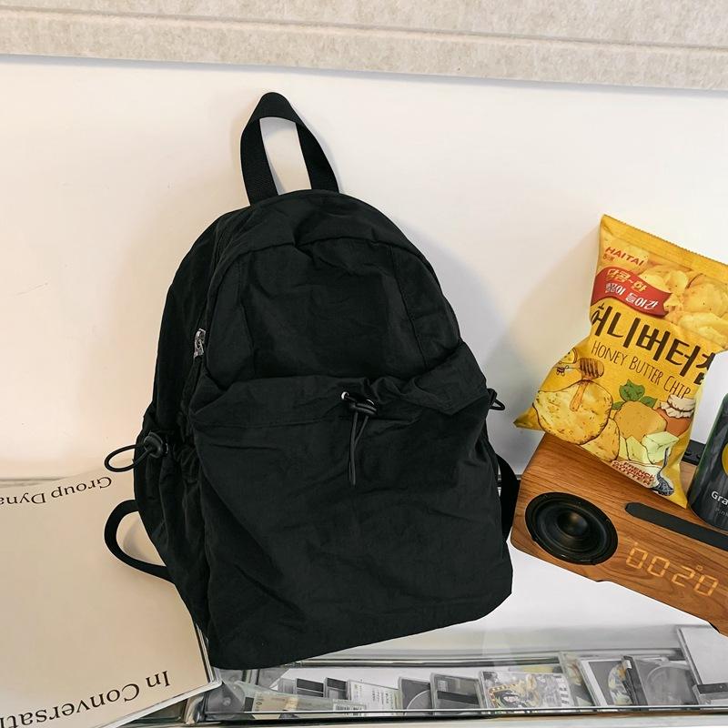 Schoolbag: Japanese retro backpack, large capacity for junior high students, girls, versatile solid color travel backpack, men's college student
