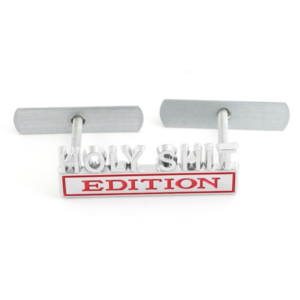 1Pc 3D Metal Holy Shit Edition Logo Car Front Grille Badge Side Fender Rear Trunk Emblem Sticker Decal