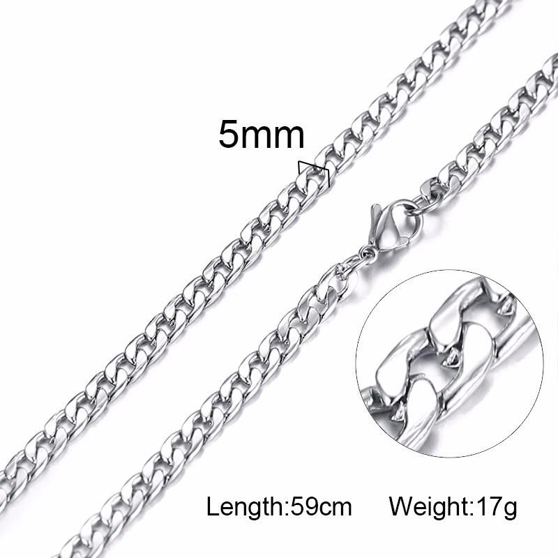 Figaro Necklace Men,Stainless Steel Curb Chain, Man Necklace, 5 to 8mm Link Chain