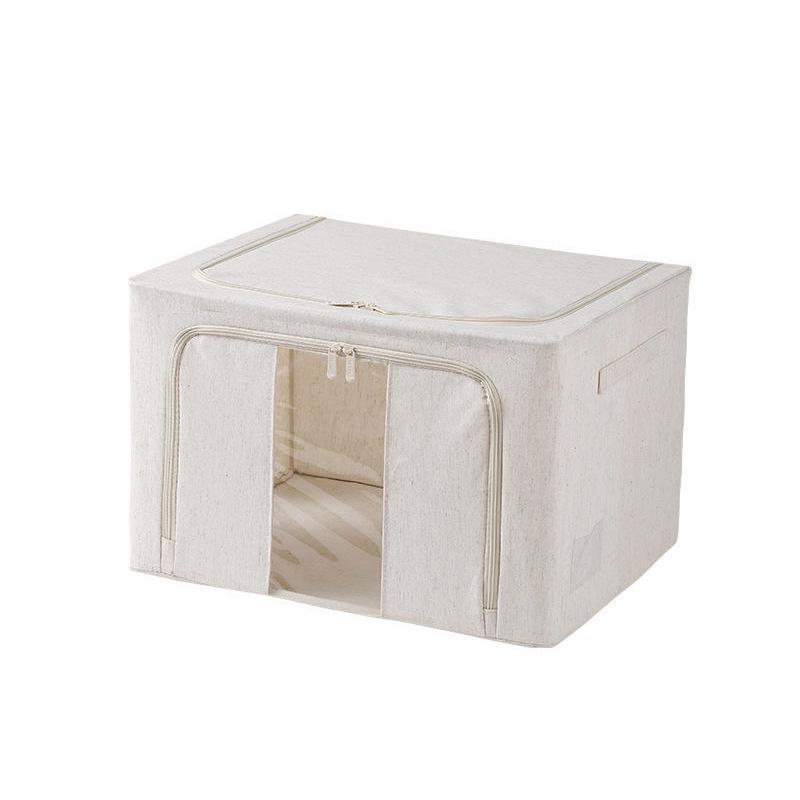 Tianshan Cotton & Linen Foldable Storage Box with Thick Steel Frame