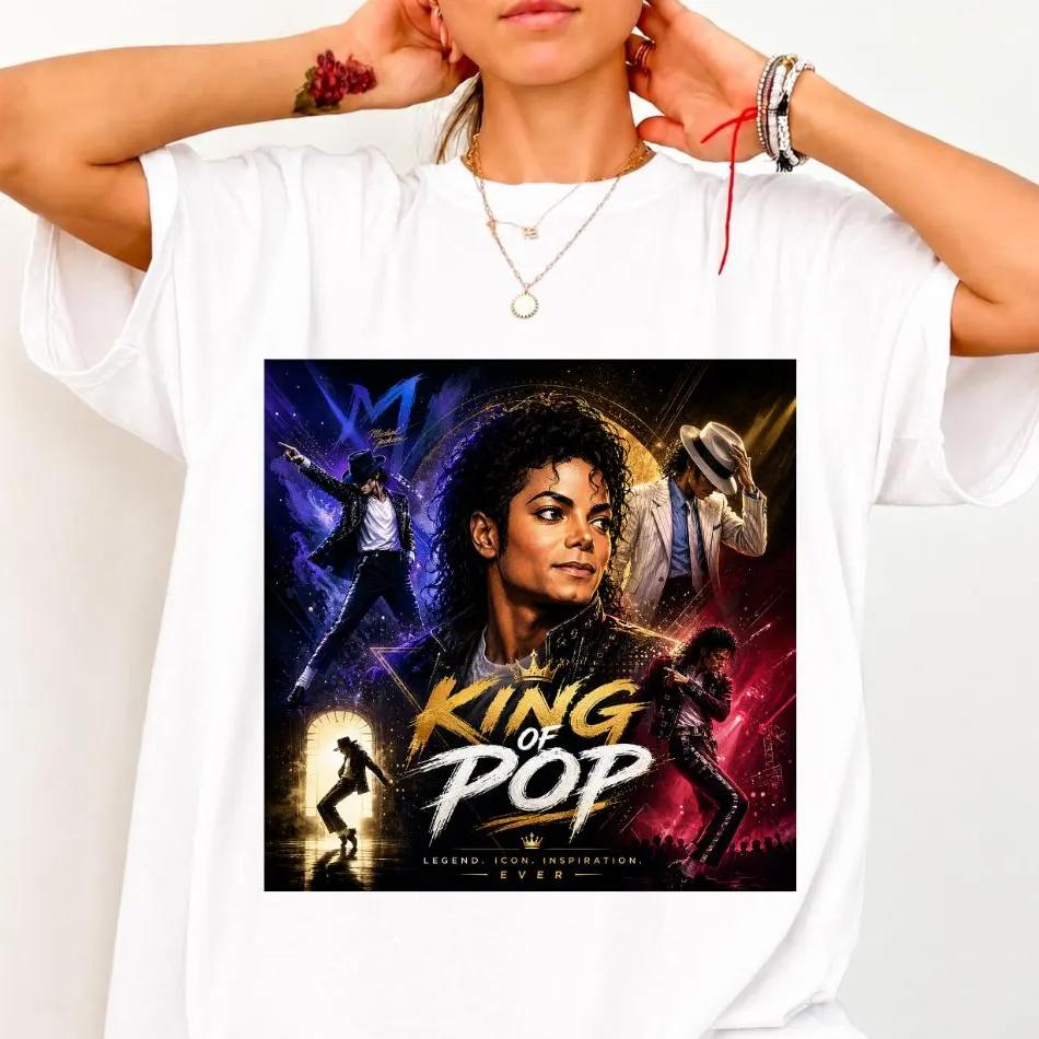 Michael Jackson King of Pop Tshirt 80s Retro Music Legend Tshirt 2026 Summer Unisexs Unisexs Cotton Tshirt Street Wear Y2k