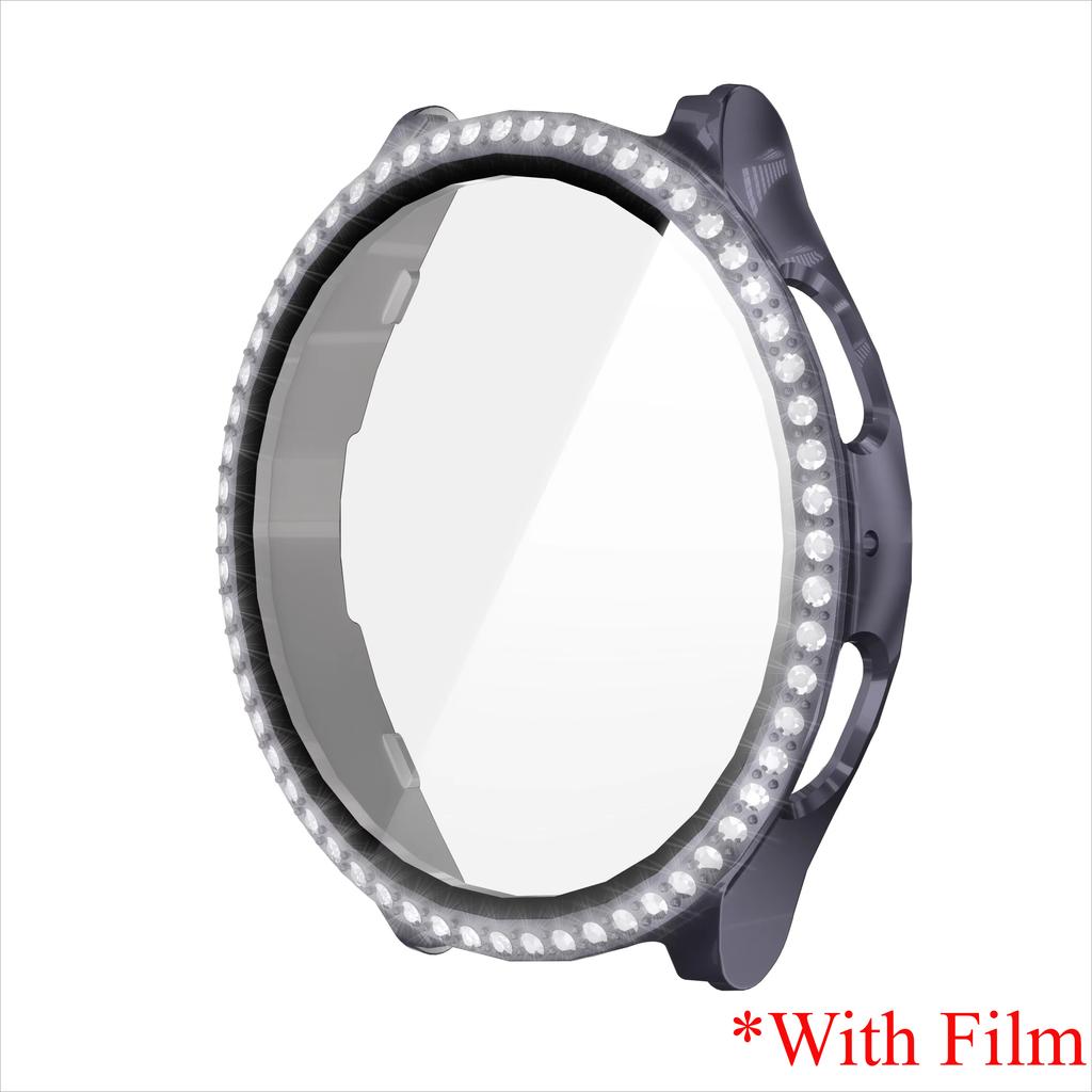 Glass+Diamond Case for Samsung Galaxy Watch 7 40 44mm Accessories Bling PC Bumper+Screen Protector for Galaxy Watch 7 Cover Case