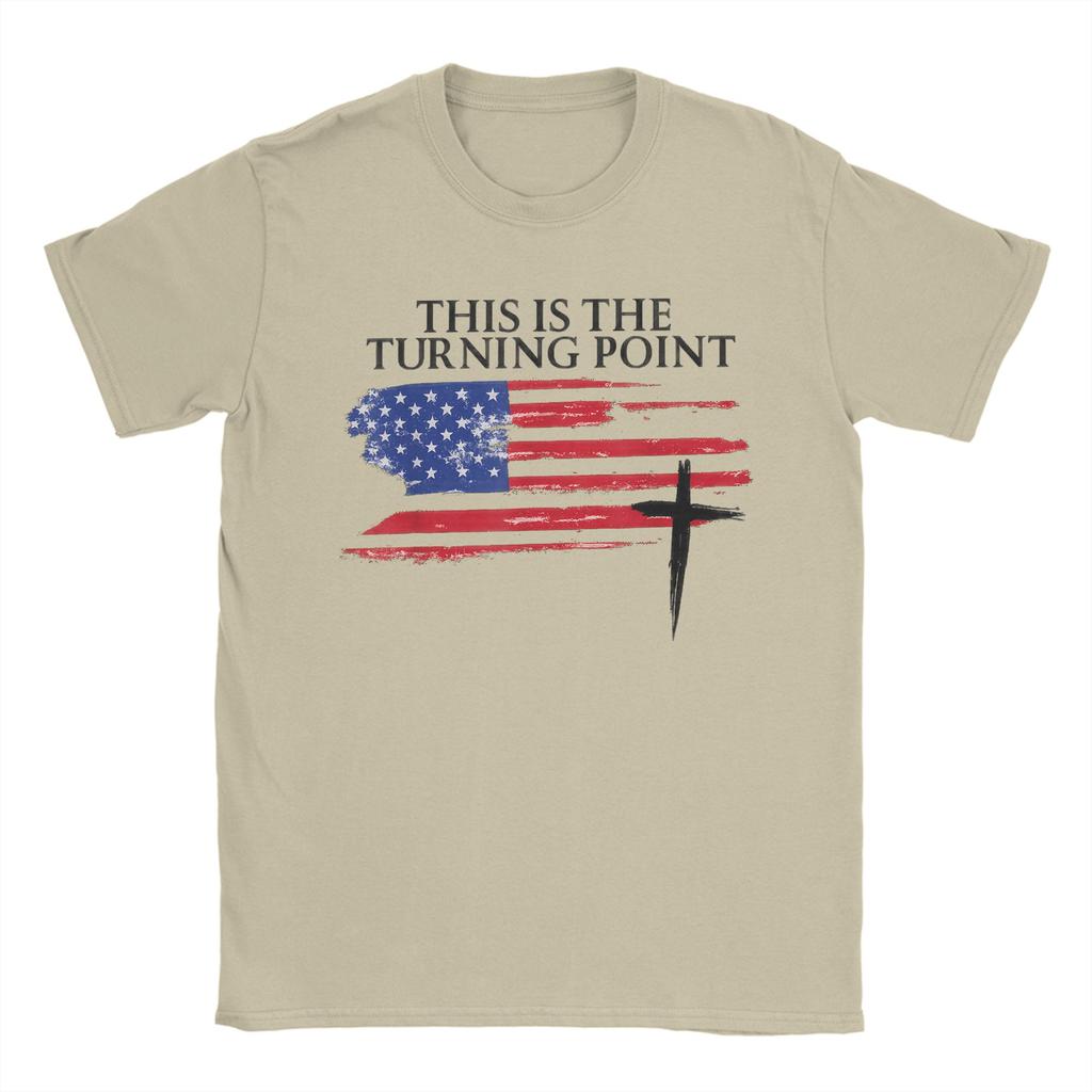 Camiseta Casual Verão Branca Este é O Ponto de Virada Camisetas com Bandeira Americana Camiseta para Homens Casual Barata Camisetas de Manga Curta