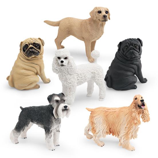 Simulated Dog Model PVC Pug Schnauzer Poodle Labrador Cocker Spaniel Figurine Statue Sculpture Decoration Ornament Educational Animal Toy