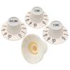 Musiclily Pro Top Hat Knob Sombrero Knob Inch Standard Volume Tone Electric Amp Aged White Guitar/Bass Effector, (2VOL.+2TONE Set)