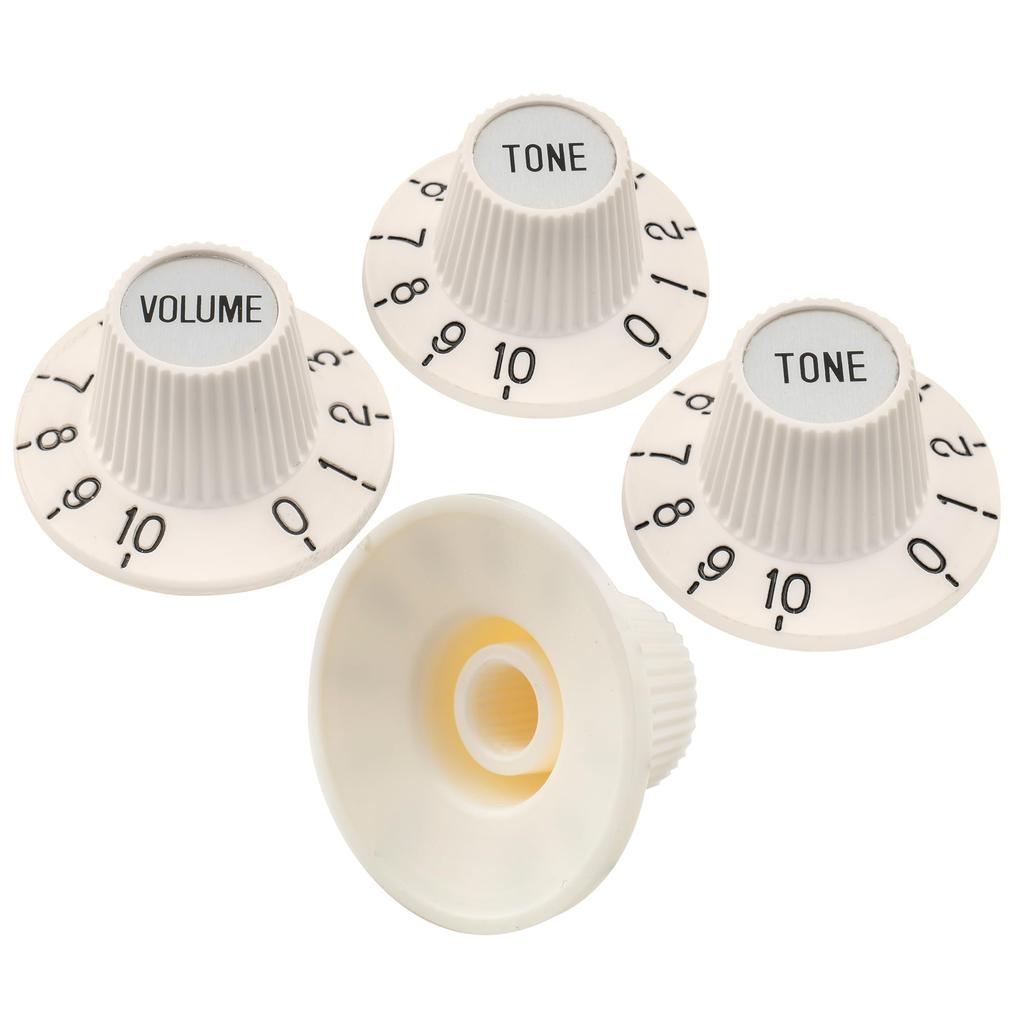 Musiclily Pro Top Hat Knob Sombrero Knob Inch Standard Volume Tone Electric Amp Aged White Guitar/Bass Effector, (2VOL.+2TONE Set)