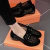 Soft Leather Mesh Single Shoes Women's 2025 New Summer Women's Shoes Thick Heel Doudou Shoes Versatile Breathable Loafers Women's Sandals