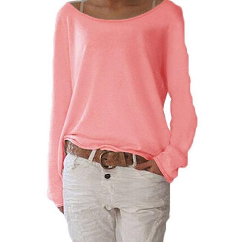 Solid Color Knitted Women's T-shirt Top Base Shirt
