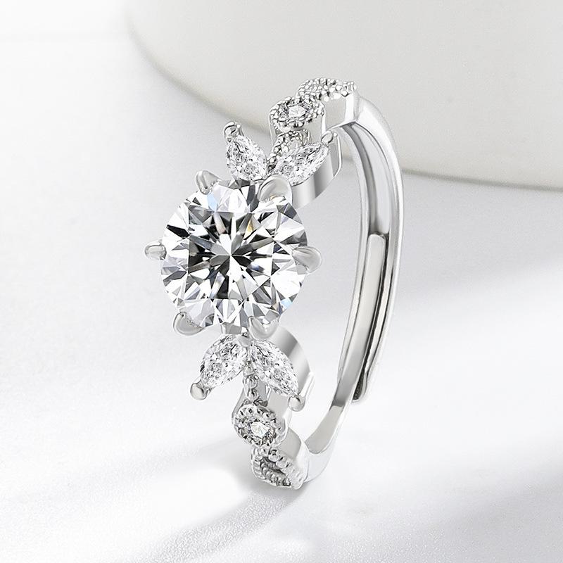 925 Silver Inlaid Zircon Ring Women s Small Fresh Leaf Fashion Commuter Ring 2026 Resizable 