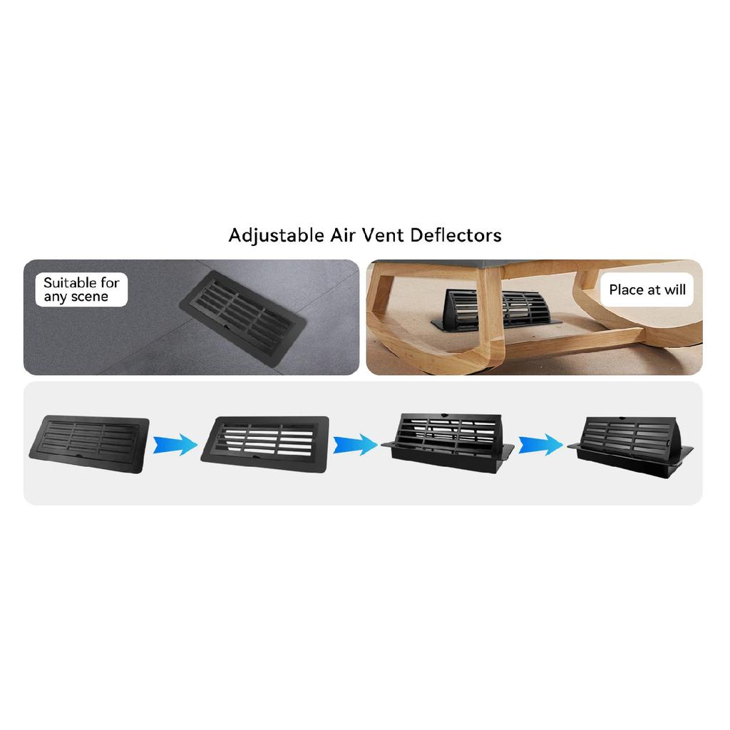 Floor Vent Covers 4 x 10 inch, Adjustable Air Vent Deflectors for Home Floor,Sidewall,Office or Ceiling Black Floor Register