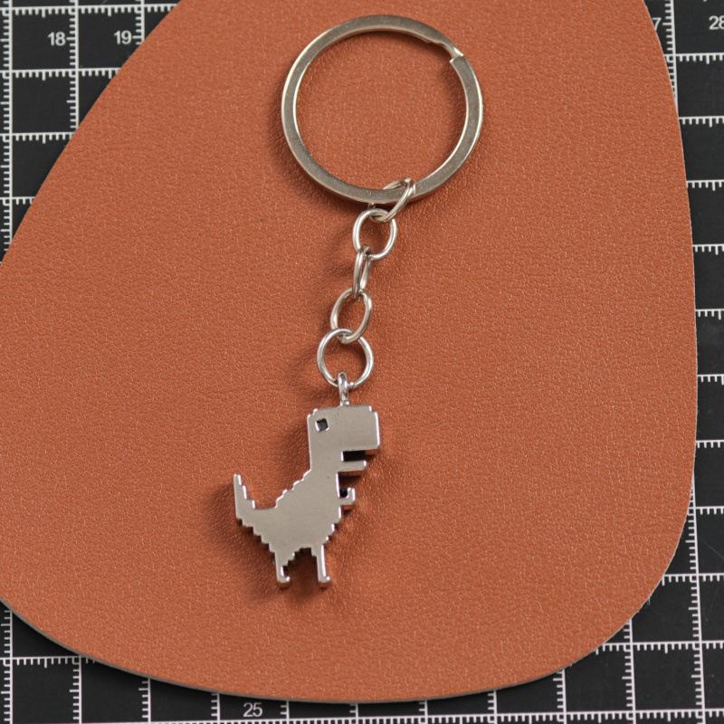 Adorable Dinosaur Couple Keychain - Cartoon Metal Pendant Backpack Accessory Gift