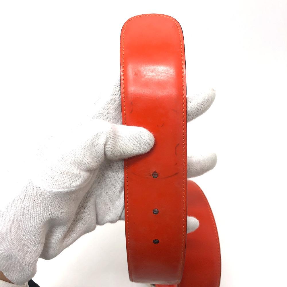GUCCI 032 194 0979 GG logo Waist belts belt Leather Orange/SilverHardware