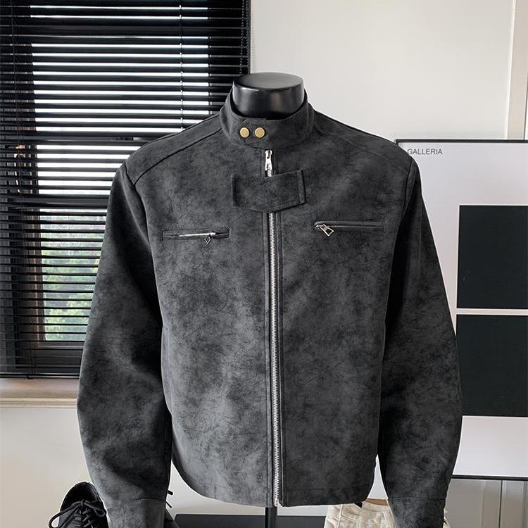 

Men s Trendy Retro PU Leather Stand Collar Motorcycle Jacket: Casual, Versatile Outerwear M