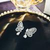 Elegant Butterfly Earrings: Silver Needle Korean Style with Crystal Water Drop Inlay