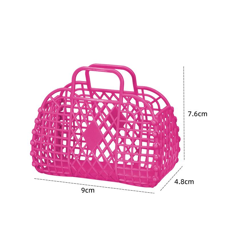 Foldable Plastic Supermarket Tote Basket - Hollow Design for Shopping, Fruits, Toys, and More.