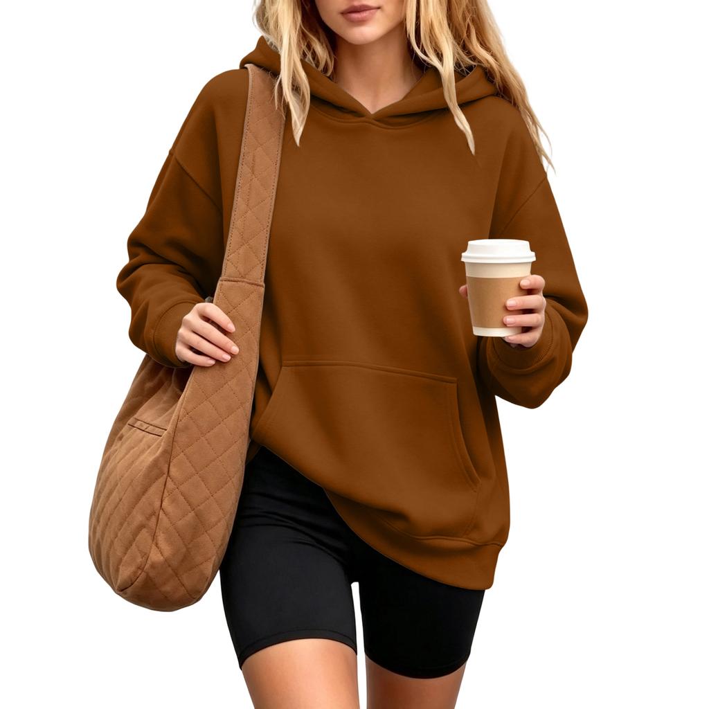 Damen Kapuzenpullover Sweatshirt mit Tasche Langarm Lässig Bequem
