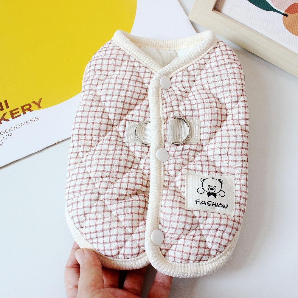 100% Cotton Pet Dog Clothes Back Buckle Cotton Material Teddy Bear Coat Warm Design Comfortable Traction Vest Autumn Season