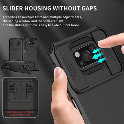 Custodia per Poco X3 Pro con obiettivo scorrevole per fotocamera e armatura per telefono Xiaomi PocoX3 Poco X3 NFC Little X 3 Cover posteriore antiurto con cavalletto