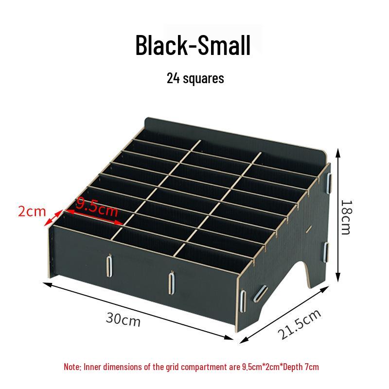 Wooden Desktop Mobile Phone Holder & Organizer with Multi-Compartments for Students & Meetings