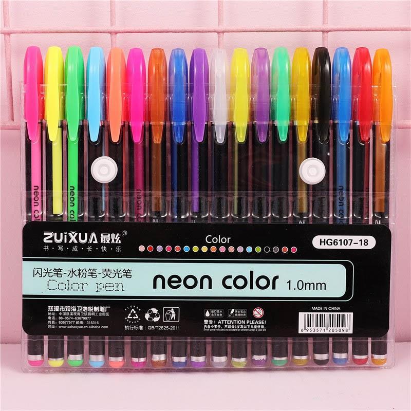 12/18/24/36/48 Colors Glitter Gel Pen Marker Set for Journals Coloring Books Drawing Painting Doodling Art Markers Supplies