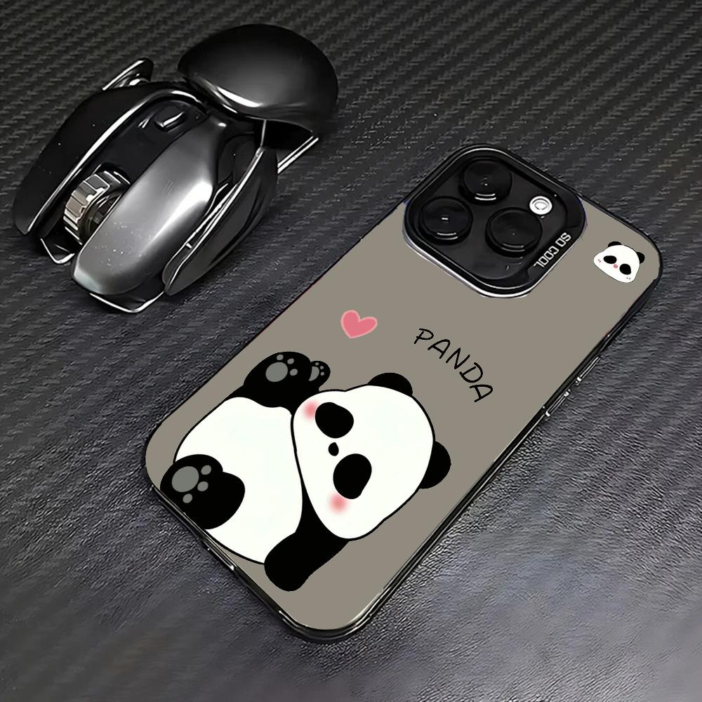 Cute Panda phone case suitable for iPhone 16, 15, 14, 13, 12, 11 Pro/Max/Plus shockproof back cover and anti drop