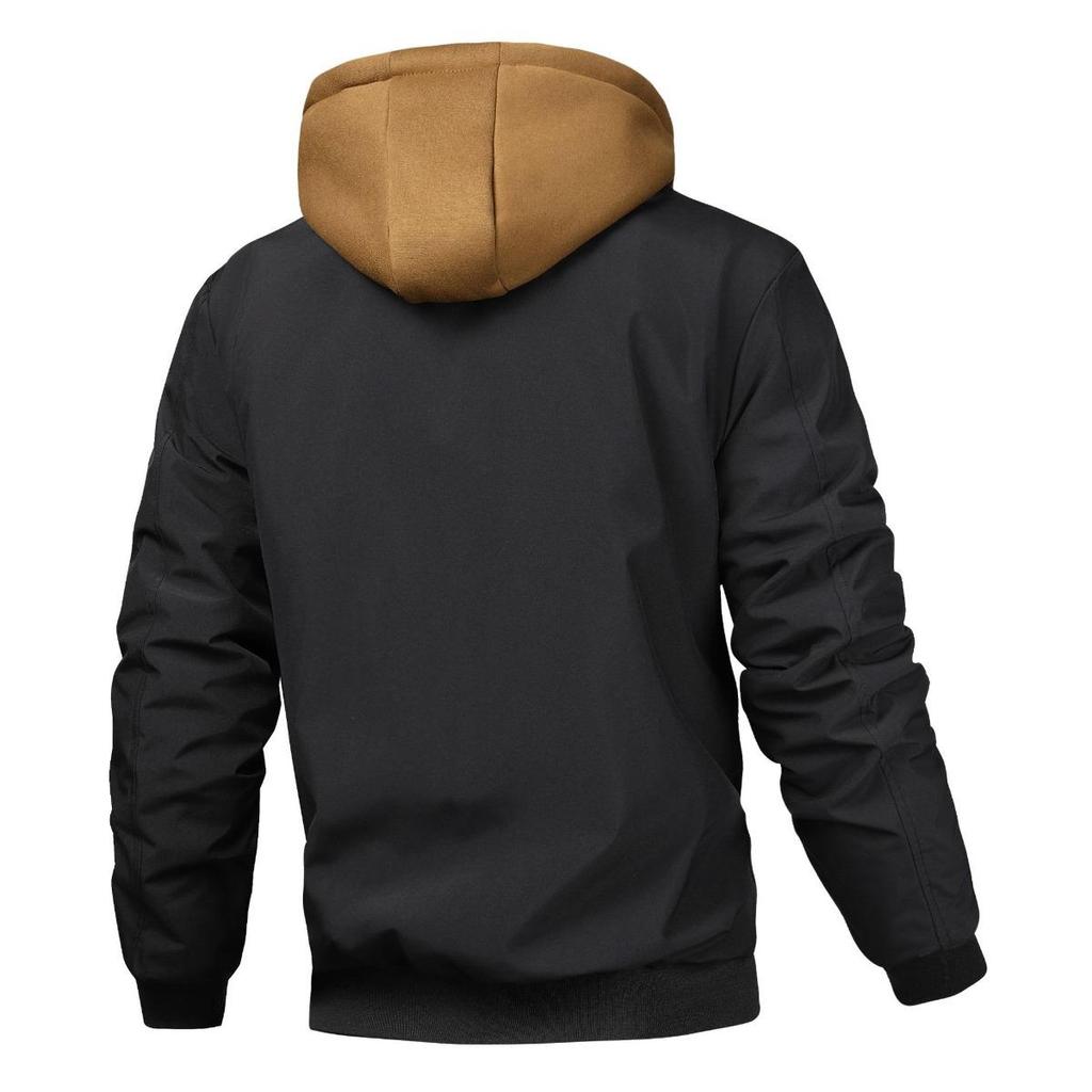 Giacca da uomo primaverile e autunnale invernale, Cappotto, Vestiti da bagno in cotone trapuntato, Cappello, Finto due vestiti giovanili