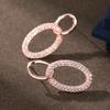 Rose Gold Tone Interlocking Oval Drop Earrings for Women Sparkly Pave Geometric Statement Earrings Elegant Daily Party Jewelry