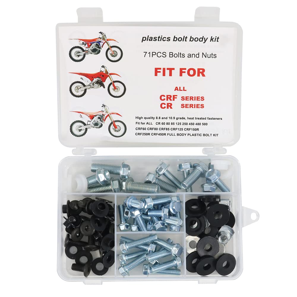 

Xitomer 71 PCS Dirt Bike Bolt Kit Fit for CRF250L CRF1000L CRF150R CRF250R CRF450R CRF450RX CR 60 80 85 125 250 450 480 500 Plastic Body Bolt Kit