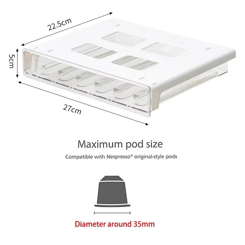 Drawer Style Coffee Capsule Rack, Hidden Pod Tea Bag Storage Box, Desk Drawer Storage Box, Space Saving Coffee Accessories