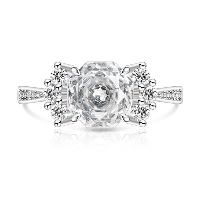 Light Sweet 925 Silver Rose Cut High Carbon Diamond Candy Design Sense Women's Ring Jewelry