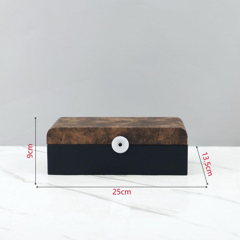 

Color Blocked Leather Decorative Box Leather Jewelry Boxes Rectangle Cosmetic Jars Dresser Table Exquisite Jewelry Storage Jar