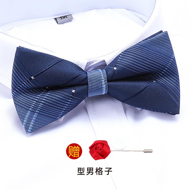 Men'S Double-Layer Synchronized Fabric Bow Tie Groom Best Man Banquet Wedding British And Korean Version Trendy Bow Women'S Free Brooch