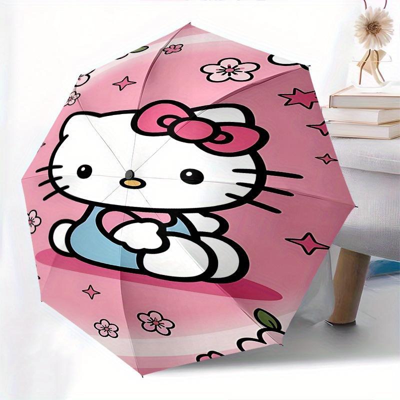 Hello Kitty, Sakura Automatic Opening and Closing Parasol Compact Travel Umbrella with 8 Ribs for Women and Men Ideal Birthday/Christmas Gif