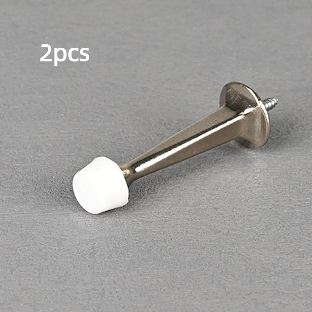 2pcs Simple Zinc Alloy Door Stopper Rubber Safety Buffer Damper Wall Mount Durable Wall Door Protector Home Hardware
