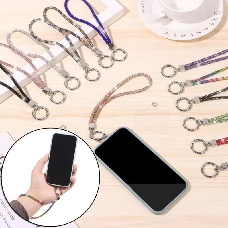 Bling Glitter Keychain Wrist Strap Anti-Lost Soft Phone Lanyard Hanging Cord for Backpack Pendant Outdoor Use