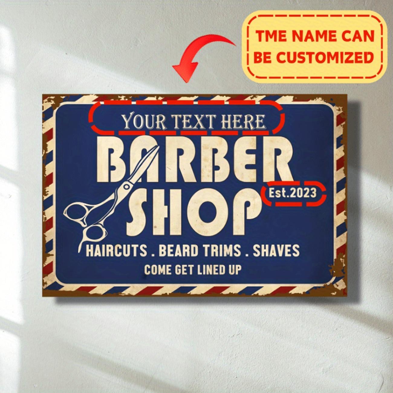 

1pc Personalized Vintage Barber Shop Metal Sign Custom Text Wall Decor Aluminum белый