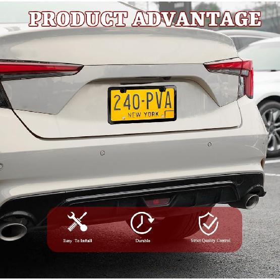 2PCS Matte Black License Plate Frames, License Plate Holder, 2 Holes Car Licence Plate Covers with Screws Washers and Caps, Universal Car Accessories