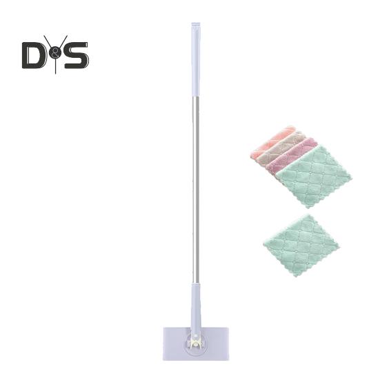 Automatic Cloth Clamp Mop with Rag 360 Degree Rotating Extended Mop Dry/Wet Dual-Purpose Household Cleaning Mop