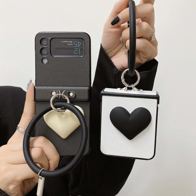 

Роскошный простой чехол для телефона с 3d сердечками и блестками для Samsung Galaxy Z Flip 3 5G Z Flip3 Zflip5 Zflip4 Flip4 задняя крышка