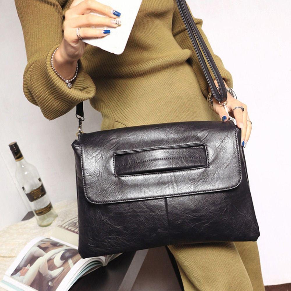 Zipper PU Leather Envelope Handbag Pure Color Handheld Evening Banquet Bag  Shopping
