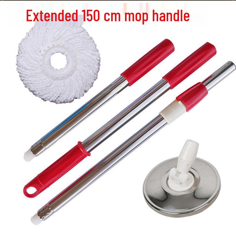 Effort-Saving Telescopic Spin Mop Pole - Stainless Steel, Hand-Free, Extended, and Thickened