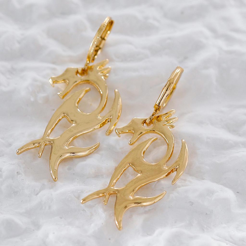 Contemporary Alloy Dragon Earrings For Women Fashion Street Style