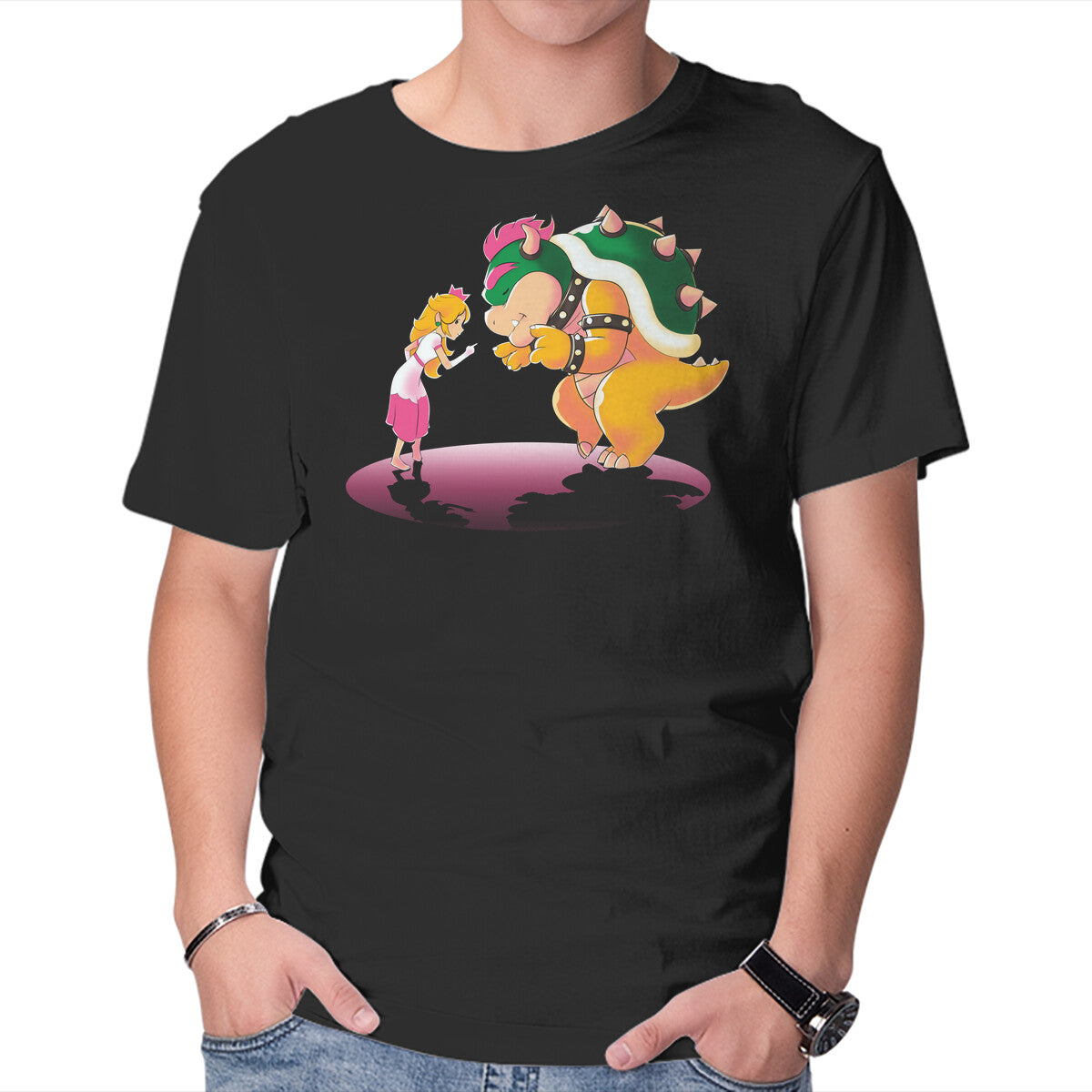 Unisex Crew Neck T-Shirt Peach Fiction Graphic Short Sleeve Casual Tee M