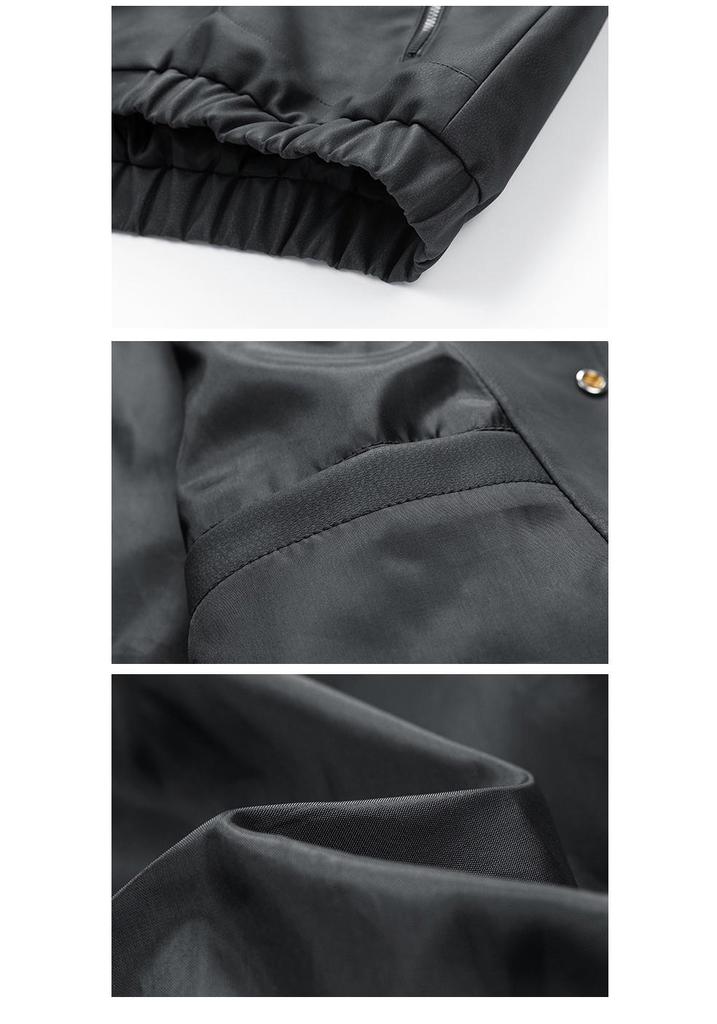 Men's Plus Size PU Leather Jacket - Hong Kong Style Autumn/Winter, Lapel, Pure Color, Casual Couple Outerwear for Chubby Individuals