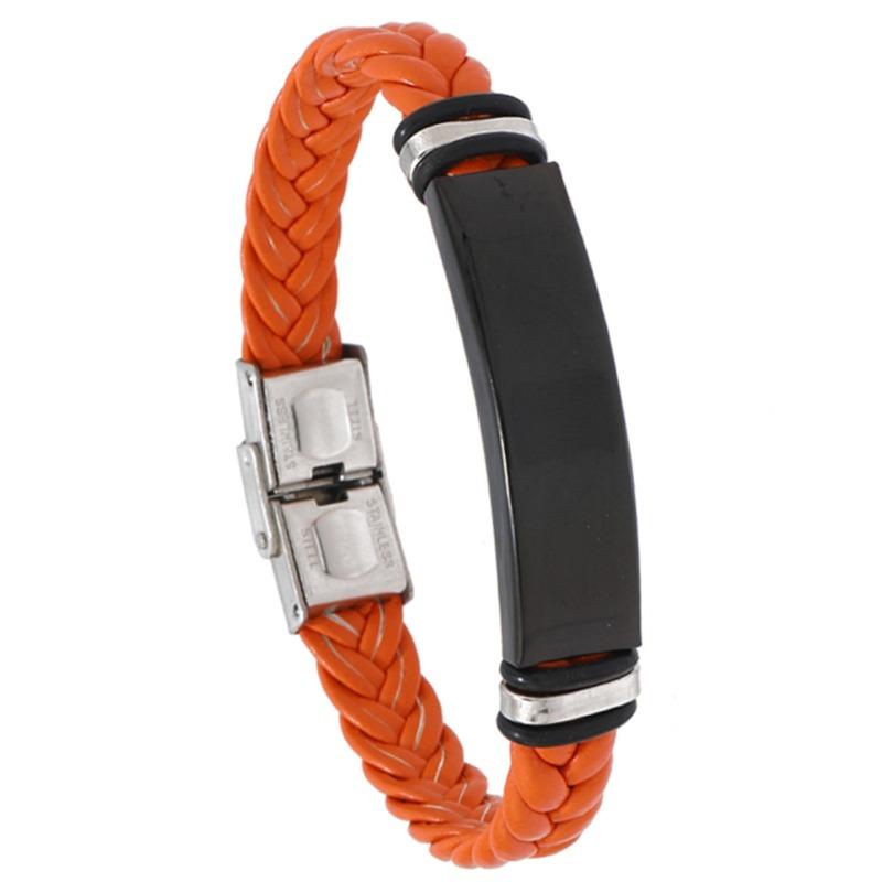 Meier Beautiful jewelry braided stainless steel men bracelet casual glossy leather bracelet bracelet