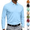 Men's Quick Dry Breathable Golf Polo Shirt Long Sleeve Button Design Casual Collar Athletic Sports Shirt