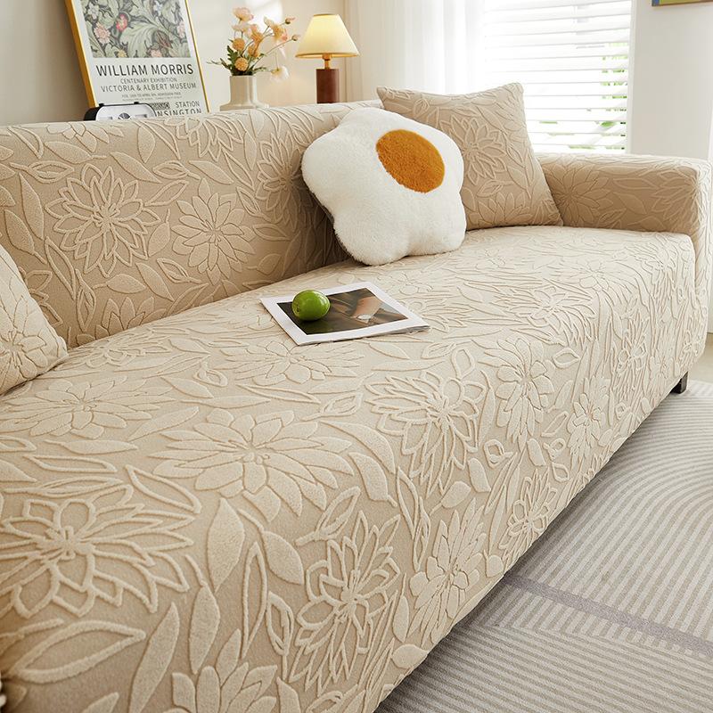 Camellia Ganzjahres-Sofabezug-Set, universell einsetzbar, Jacquard-Samt, rutschfest, kratzfest