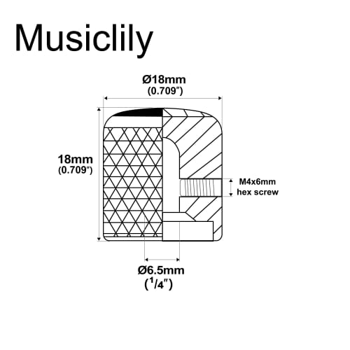 Musiclily Pro 1/4" Steel Abalone Dome Knobs, Side-Threaded, Universal Fitting for Electric Guitar/Bass, Chrome (Set of 2)