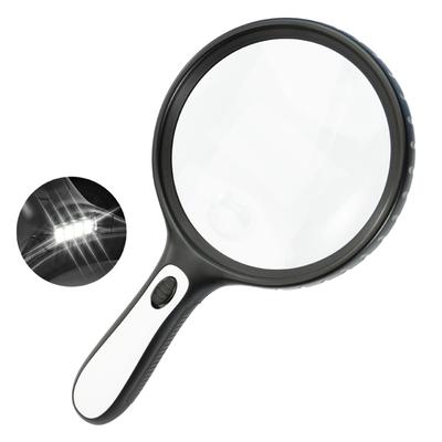 Lupa Extra Grande com Luz para Leitura, 145mm, Adequada para Leitores Idosos e Crianças para Observação