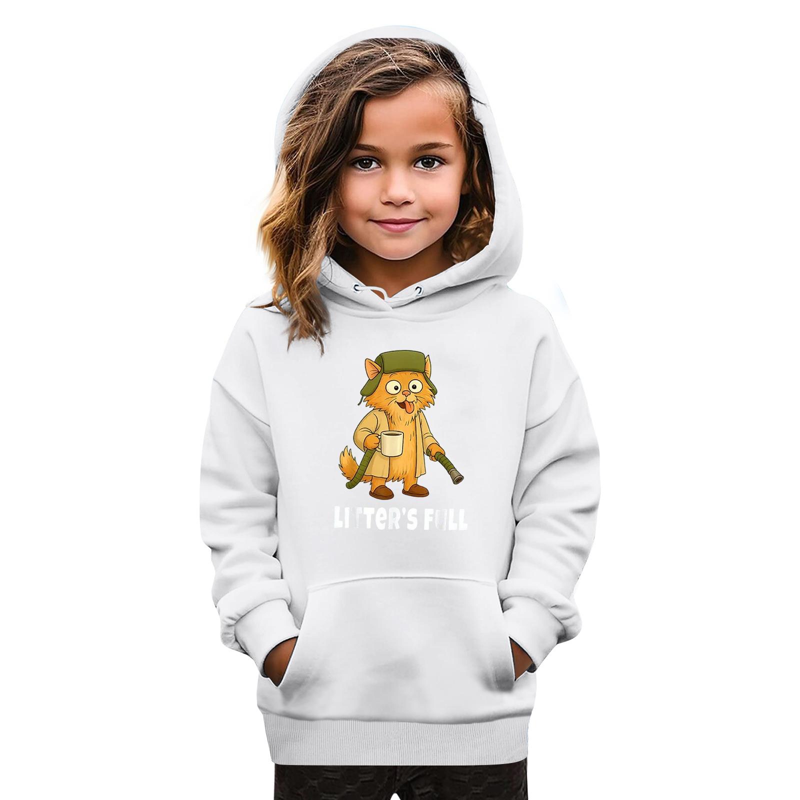 

Толстовки для девочек-подростков, толстовки с длинным рукавом, пуловер с завязками, симпатичная толстовка большого размера 140 белый